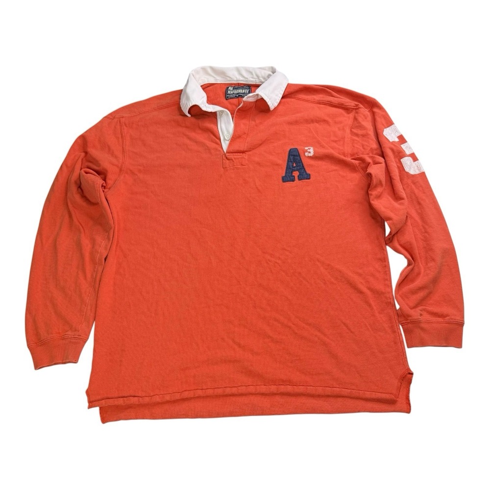 American Eagle Outfitters Performance Rugby Polo Men's Large Orange A3